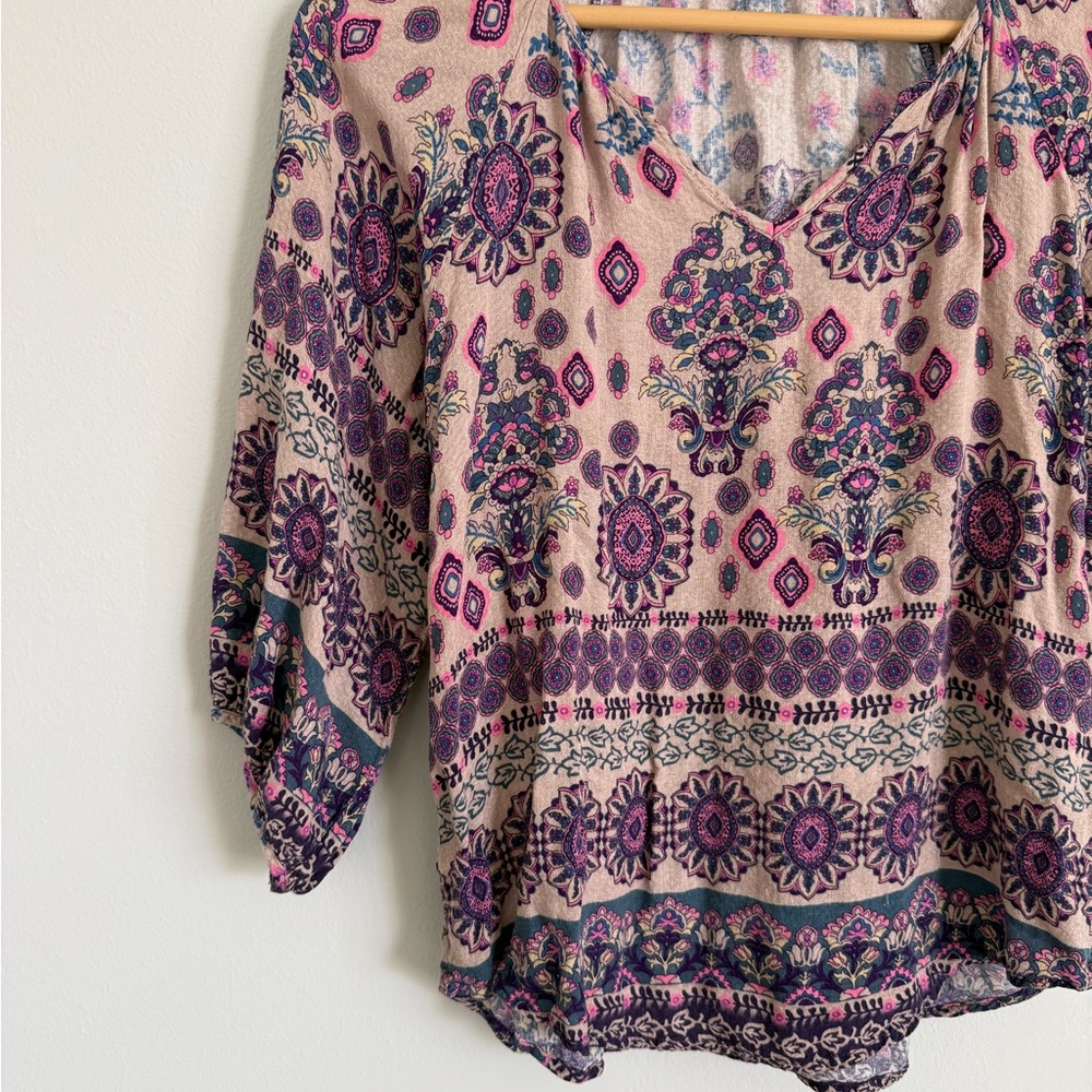Verse Boho Billow Sleeve Printed Top - Picture 3 of 10
